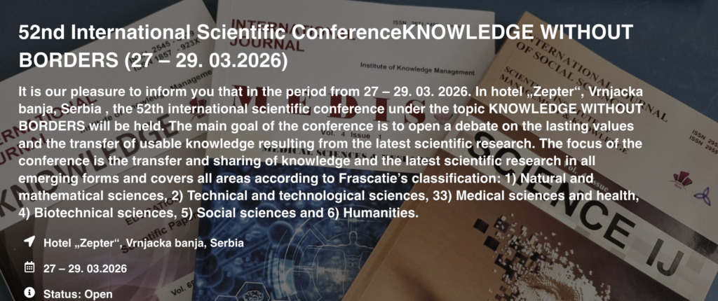 52 международна научна конференция „Знание без граници“